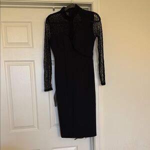 Elegant Black Lace Sleeve Dress